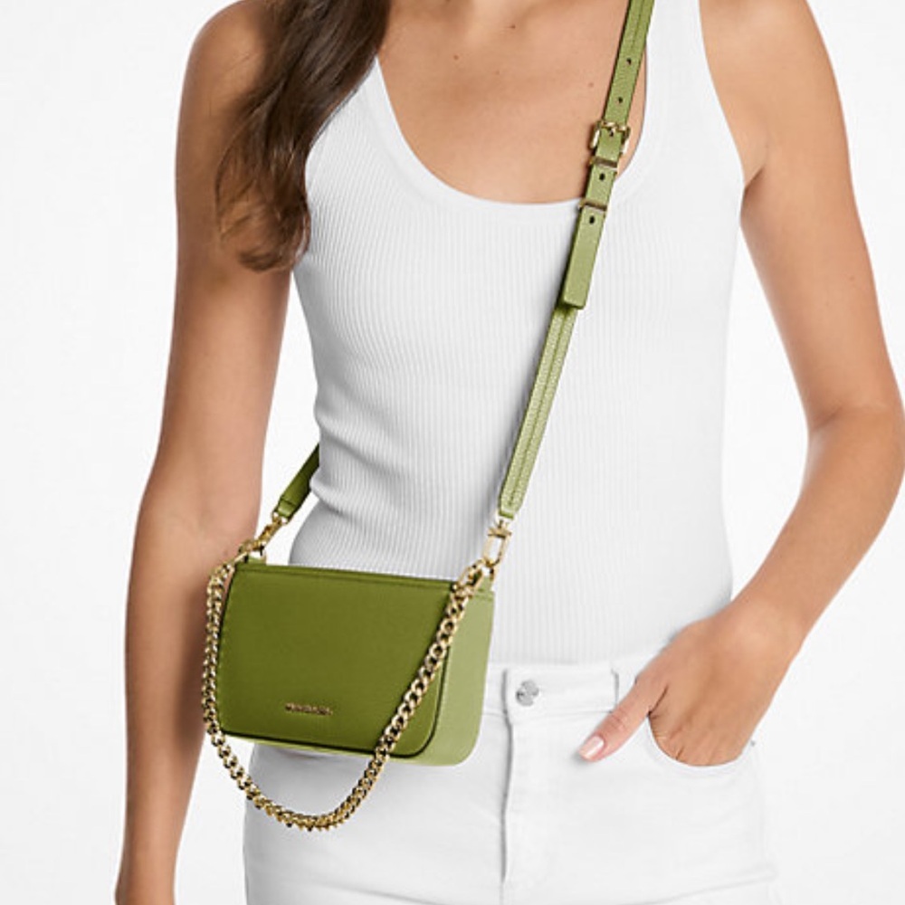 MICHAEL KORS Bryant Sm Pebbled Leather Convertible XBody Pochette
Meadow Green - Picture 3 of 16